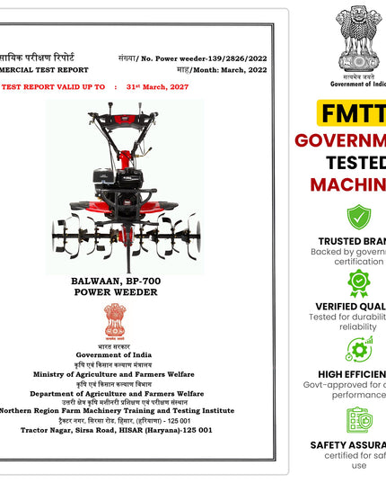 BALWAAN Krishi BP-750E Power Weeder | 212cc 4-Stroke Engine | Electric-Start with Shocker, Triple Adjustable | 40-inch Working Width | Get Free 650 ML Engine Oil & 1.8 L Gear Oil | Latest Model