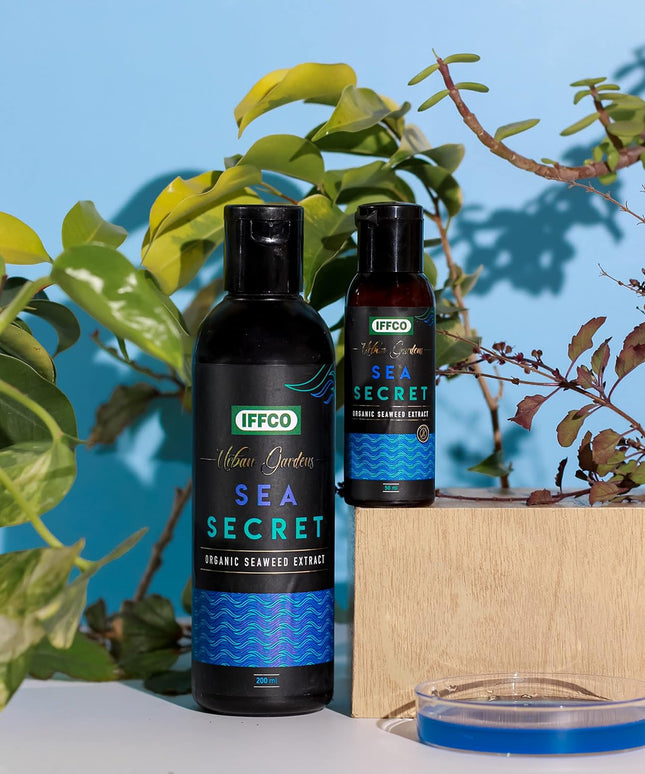 IFFCO URBAN GARDENS - 200 ML - Sea Secret - Seaweed Extract Liquid Concentrate - Organic Fertilizer & Growth Promoter for Plants, 100% Water Soluble