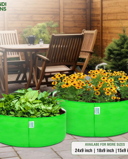 Anandi Green's Premium HDPE Uv Protected 260 GSM Round Shaped Green Colour Plants Grow Bags Suitable for Terrace and Vegetable Gardening 12x12 Inch Pack of 5 Grow Bags
