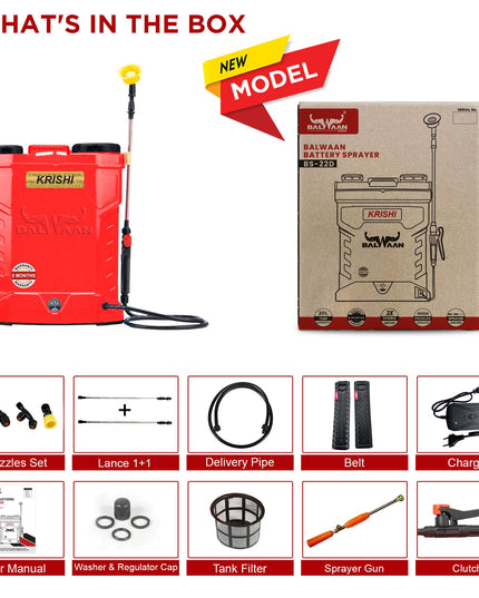 BALWAAN Krishi BS-21 Battery and Manual 2 in 1 Knapsack Sprayer 12 Volts x 8 Ampere | 18 litres Tank Capacity | High Pressure Sprayer | Suitable for Spraying