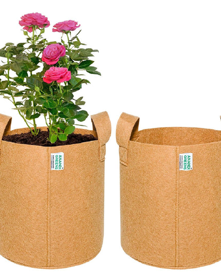 Anandi Green's 400 GSM Eco Friendly Geo Fabric Plant Grow Bag Suitable for Terrace and Flowers Vegetable Gardening 6x6 inch Maroon Color Pack of 10
