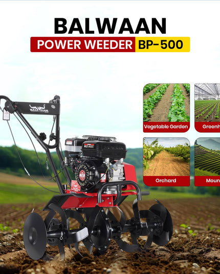 BALWAAN Krishi BP-750E Power Weeder | 212cc 4-Stroke Engine | Electric-Start with Shocker, Triple Adjustable | 40-inch Working Width | Get Free 650 ML Engine Oil & 1.8 L Gear Oil | Latest Model