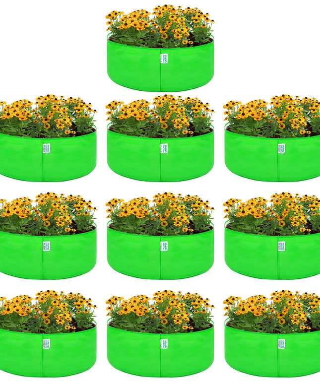 Anandi Green's Premium HDPE Uv Protected 260 GSM Round Shaped Green Colour Plants Grow Bags Suitable for Terrace and Vegetable Gardening 12x12 Inch Pack of 5 Grow Bags