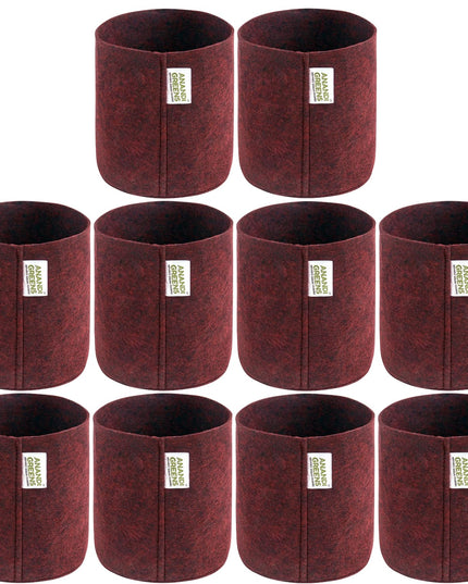 Anandi Green's 400 GSM Eco Friendly Geo Fabric Plant Grow Bag Suitable for Terrace and Flowers Vegetable Gardening 6x6 inch Maroon Color Pack of 10
