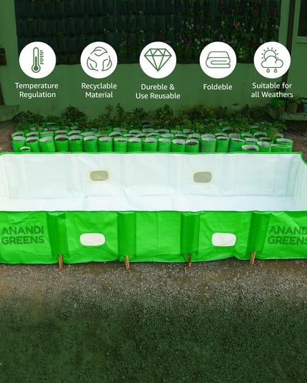 Anandi Green's 6X3X2 Feet 450 GSM Green Color HDPE UV Stabilize Imported Vergin Fabric Agro Vermi Compost Making Bed Compost Bed