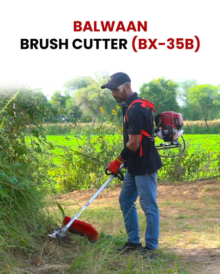 BALWAAN Krishi BX-35B Crop Cutter 35 cc 4 Stroke Backpack Brush Cutter Machine Petrol Operated with Heavy Duty 40 Teeth, 3T and Tap & go Blades and 500ml Engine Oil for Agriculture & Gardening