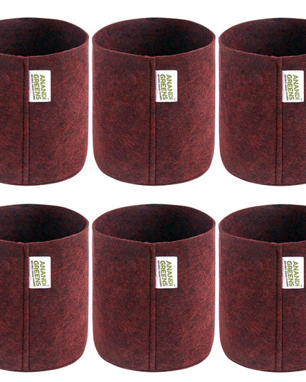 Anandi Green's 400 GSM Eco Friendly Geo Fabric Plant Grow Bag Suitable for Terrace and Flowers Vegetable Gardening 6x6 inch Maroon Color Pack of 10