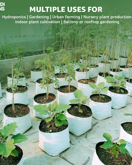 Anandi Green's White Color UV Protected Double Layer Poly Plastic Grow Bag for Home Garden Terrace Gardening Kitchen Gardening (Pack of 6 28x28x50 CM)