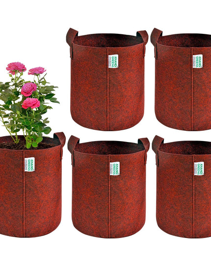 Anandi Green's 400 GSM Eco Friendly Geo Fabric Plant Grow Bag Suitable for Terrace and Flowers Vegetable Gardening 6x6 inch Maroon Color Pack of 10